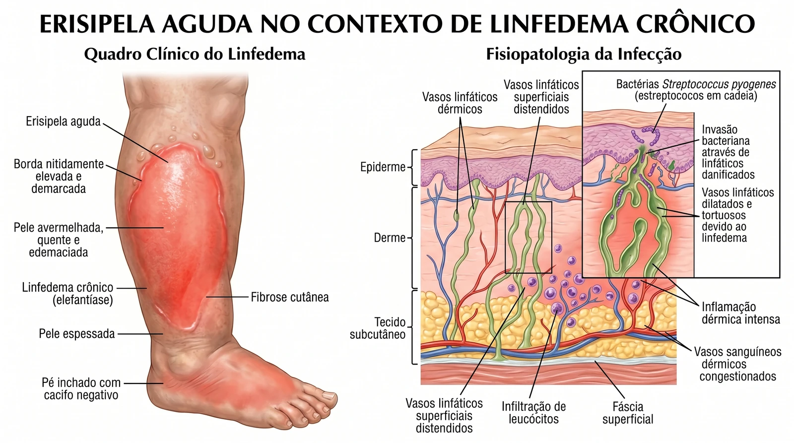 Fig. 7 — Erisipela aguda no contexto de linfedema crônico