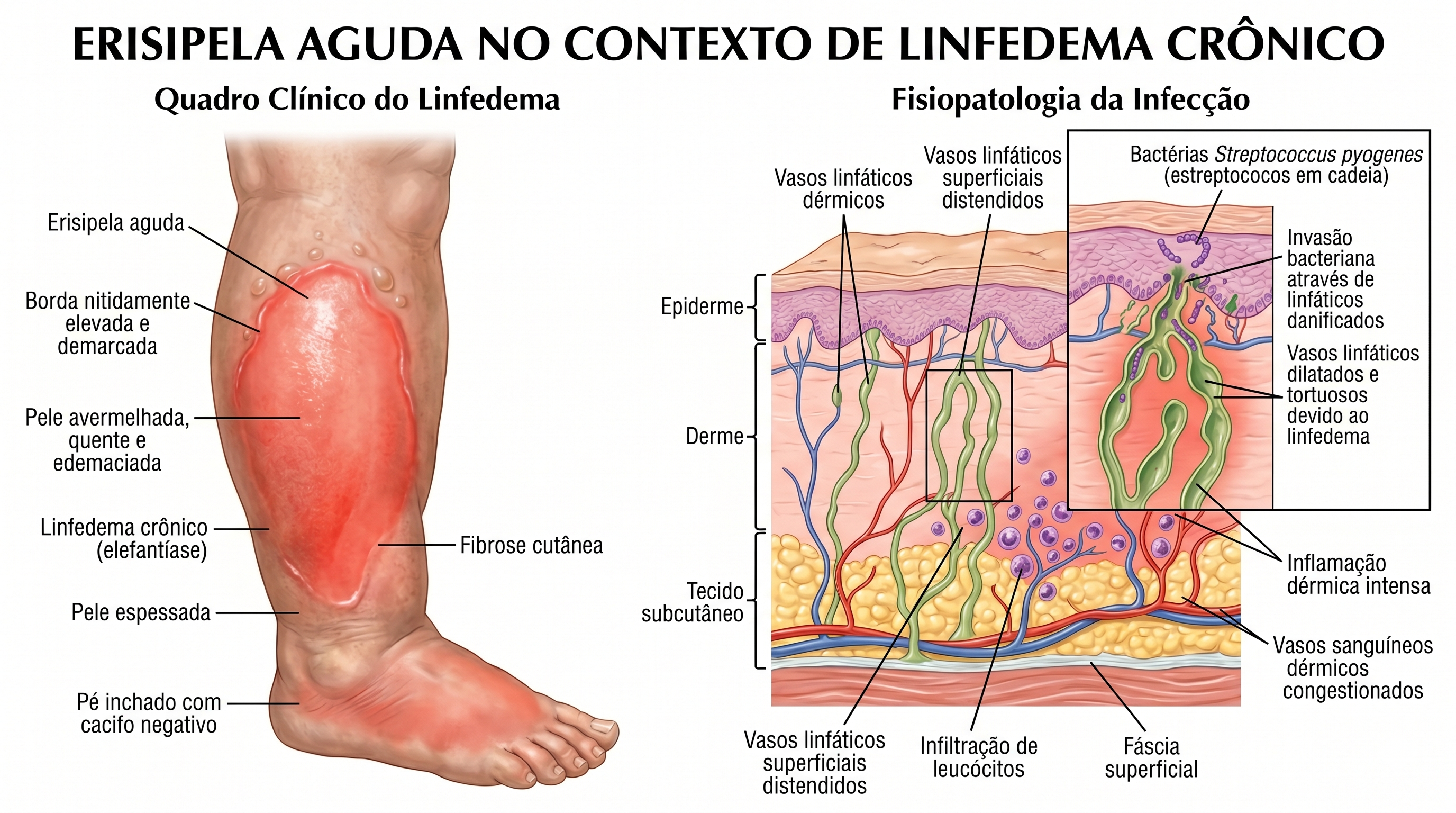 Fig. 7 — Erisipela aguda no contexto de linfedema crônico