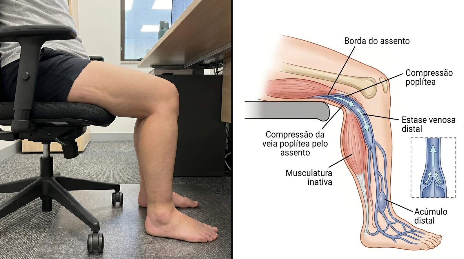 Fig. 3 — Impacto da posição sentada no retorno venoso