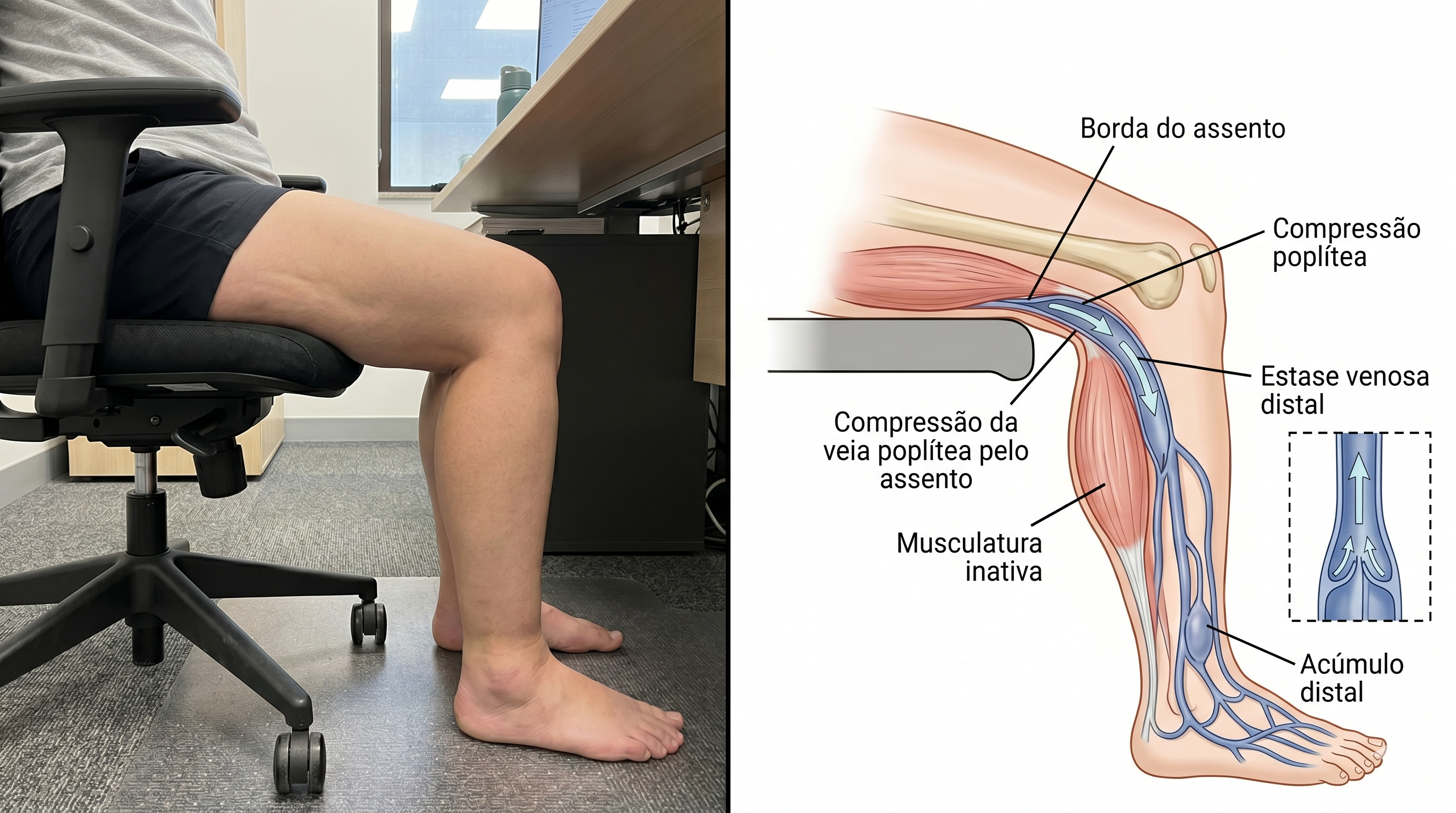 Fig. 3 — Impacto da posição sentada no retorno venoso